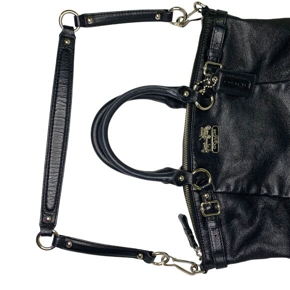 Coach Madison Black Leather Convertible Satchel with Shoulder Strap Medium Size - Picture 11 of 13